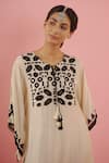Tuli_Ivory Muslin Geometric Round Print Kaftan_at_Aza_Fashions