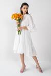 Buy_Ranng Label_White Cotton Schiffli Notched Layered Dress _at_Aza_Fashions
