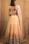 Shop_Shloka Sudhakar_Peach Organza Embroidery Scoop Neck Lehenga Set _at_Aza_Fashions