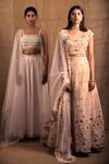 Buy_Shloka Sudhakar_Pink Raw Silk, Net Round Embroidered Lehenga Set _Online_at_Aza_Fashions