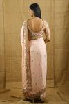 Shop_Shloka Sudhakar_Peach Raw Silk, Crepe Scoop Neck Embroidered Saree With Blouse _at_Aza_Fashions
