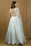 Shop_Shloka Sudhakar_Blue Crepe V Neck Embellished Lehenga Set _at_Aza_Fashions