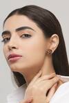 Buy_Nayaab By Aleezeh_Gold Plated Embroidered Hand Circular Stud Earrings_at_Aza_Fashions