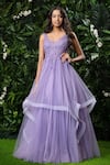 Buy_Mirroir_Purple Net Embellished Leaf Neck Layered Gown  _at_Aza_Fashions