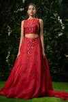 Buy_Mirroir_Red Organza And Net High Embellished Lehenga Set _at_Aza_Fashions