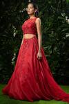 Mirroir_Red Organza And Net High Embellished Lehenga Set _Online_at_Aza_Fashions