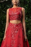Buy_Mirroir_Red Organza And Net High Embellished Lehenga Set _Online_at_Aza_Fashions