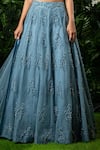 Shop_Mirroir_Blue Organza And Net Embellished Bead One Shoulder Lehenga Set _Online_at_Aza_Fashions