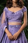 Mirroir_Purple Organza Embellished V Neck Lehenga Set _Online_at_Aza_Fashions