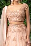 Shop_Mirroir_Peach Organza And Net Scoop Neck Embellished Lehenga Set _at_Aza_Fashions