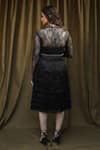 Shop_Bump Loving_Black Lace Embroidered Sequin Work V Neck Fringe Layered Dress _at_Aza_Fashions