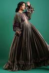 Nidhi Yasha_Green Viscose Embroidery Round Gown _Online_at_Aza_Fashions