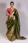 Mimamsaa_Green Woven Tissue Saree_Online_at_Aza_Fashions