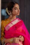 Mimamsaa_Pink Organza Silk Woven Ashalata Saree  _at_Aza_Fashions