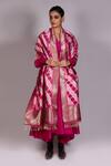 Buy_Mimamsaa_Pink Hand Painted Mooga Silk Dupatta_at_Aza_Fashions