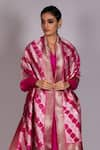 Mimamsaa_Pink Hand Painted Mooga Silk Dupatta_Online_at_Aza_Fashions