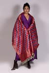 Buy_Mimamsaa_Purple Hand Painted Mooga Silk Dupatta_at_Aza_Fashions