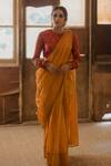 Buy_Mimamsaa_Orange Tissue Silk Ipsa Woven Saree With Embroidered Blouse_at_Aza_Fashions