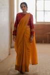 Shop_Mimamsaa_Orange Tissue Silk Ipsa Woven Saree With Embroidered Blouse_Online_at_Aza_Fashions