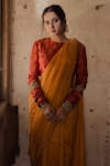 Mimamsaa_Orange Ipsa Woven Saree With Embroidered Blouse_at_Aza_Fashions