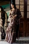 Buy_Mimamsaa_Brown Tissue Silk Woven Zuhi Ruffle Saree With Blouse _at_Aza_Fashions