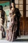Shop_Mimamsaa_Brown Tissue Silk Woven Zuhi Ruffle Saree With Blouse _at_Aza_Fashions