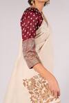 Buy_Mimamsaa_Maroon Satin Silk Embroidery V Neck Blouse _Online_at_Aza_Fashions