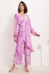 Buy_Ranng Label_Purple Natural Crepe Tie-dye V Neck Tie Dye Tunic And Palazzo Set _at_Aza_Fashions
