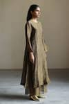 Mimamsaa_Brown Tissue Silk Woven Textured Round Martha Kurta Set  _Online_at_Aza_Fashions