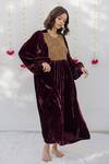 Buy_Mimamsaa_Maroon Velvet Sequin Round Kaftan Dress  _at_Aza_Fashions