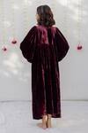 Shop_Mimamsaa_Maroon Velvet Sequin Round Kaftan Dress  _at_Aza_Fashions