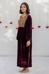 Shop_Mimamsaa_Maroon Velvet Sequin Round Kaftan Dress  _Online_at_Aza_Fashions