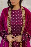 Shop_Mimamsaa_Pink Velvet Embroidered Dupatta_Online_at_Aza_Fashions