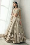 Buy_Studio Iris India_Beige Organza Round Bridal Lehenga Set _Online_at_Aza_Fashions