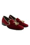 Buy_Veruschka by Payal Kothari_Maroon Velvet Loafers With Tassels _at_Aza_Fashions