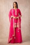 Ajiesh Oberoi_Pink Chanderi Round Kurta Gharara Set _Online_at_Aza_Fashions