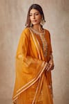 Ajiesh Oberoi_Yellow Organza, Chanderi Round Kurta Gharara Set _Online_at_Aza_Fashions