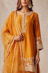 Buy_Ajiesh Oberoi_Yellow Organza, Chanderi Round Kurta Gharara Set _Online_at_Aza_Fashions