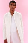 Shop_Antar Agni_White Cotton Crinkle Textured Sherwani _Online_at_Aza_Fashions