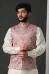 Buy_Minaki_Red Printed Bundi _at_Aza_Fashions