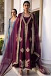 Buy_Megha & Jigar_Purple Chanderi Embroidery Kurta  Round  Jacket V-neck And Set  _at_Aza_Fashions