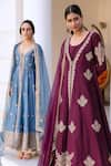 Megha & Jigar_Purple Chanderi Embroidery Kurta  Round  Jacket V-neck And Set  _Online_at_Aza_Fashions