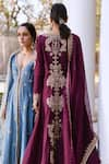 Buy_Megha & Jigar_Purple Chanderi Embroidery Kurta  Round  Jacket V-neck And Set  _Online_at_Aza_Fashions