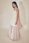 Shop_Premya By Manishii_White Tulle, Georgette Round Embroidered Lehenga Set _at_Aza_Fashions