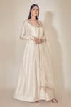 Premya By Manishii_White Chanderi Round Anarkali With Dupatta _Online_at_Aza_Fashions