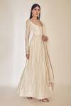 Shop_Premya By Manishii_White Chanderi Round Anarkali With Dupatta _at_Aza_Fashions