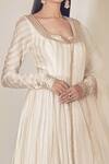 Premya By Manishii_White Chanderi Round Anarkali With Dupatta _at_Aza_Fashions