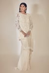 Shop_Premya By Manishii_White Tulle Embroidery Round Kurta Set _at_Aza_Fashions