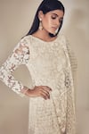 Premya By Manishii_White Tulle Embroidery Round Kurta Set _at_Aza_Fashions