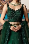 Megha & Jigar_Green Dupion Sweetheart Neck Embroidered Bridal Lehenga Set _Online_at_Aza_Fashions